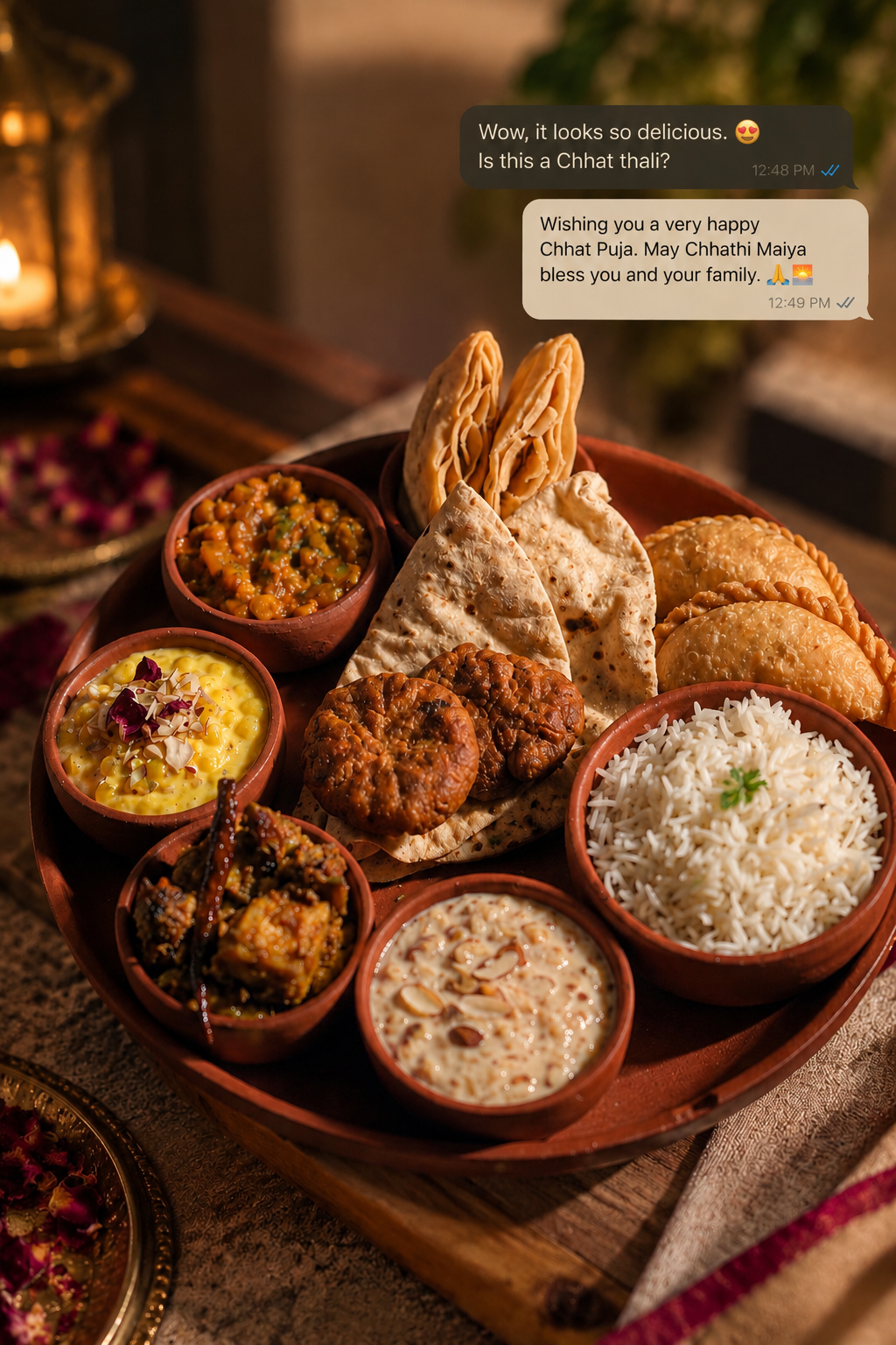 Authentic Chhath Festive Nahay Khay Degustation Thali with Kaddu-Bhaat and Devotee Appreciation